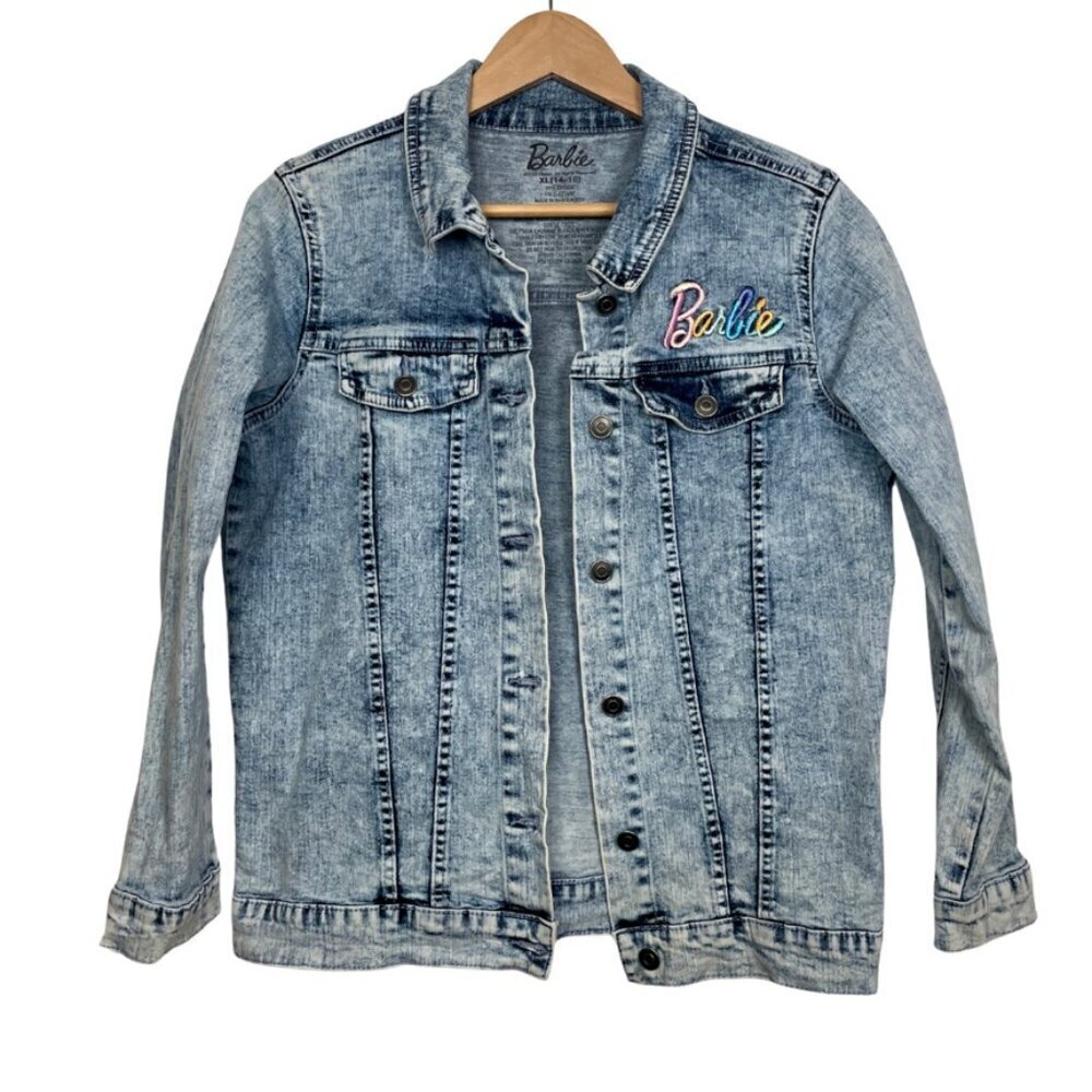Barbie L-XL Barbie Themed Embroidered Jean Jacket